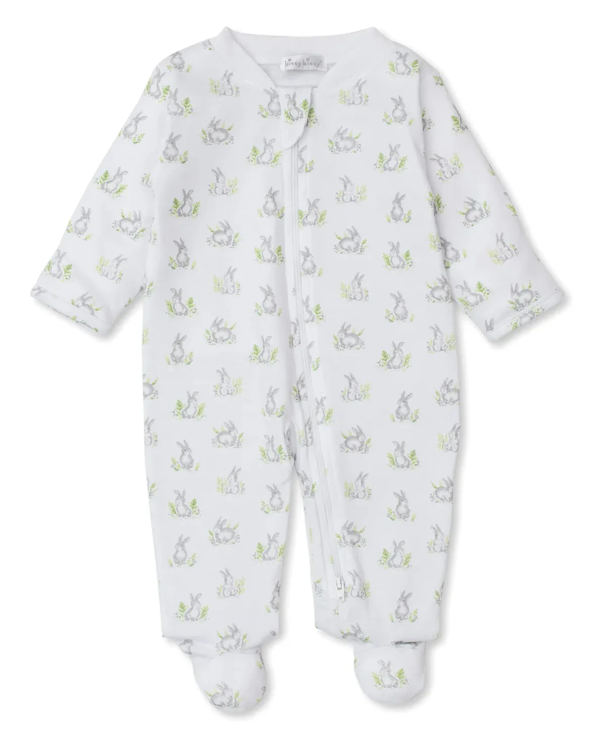 Cottontail Hollows Silver Print Footie w Zipper