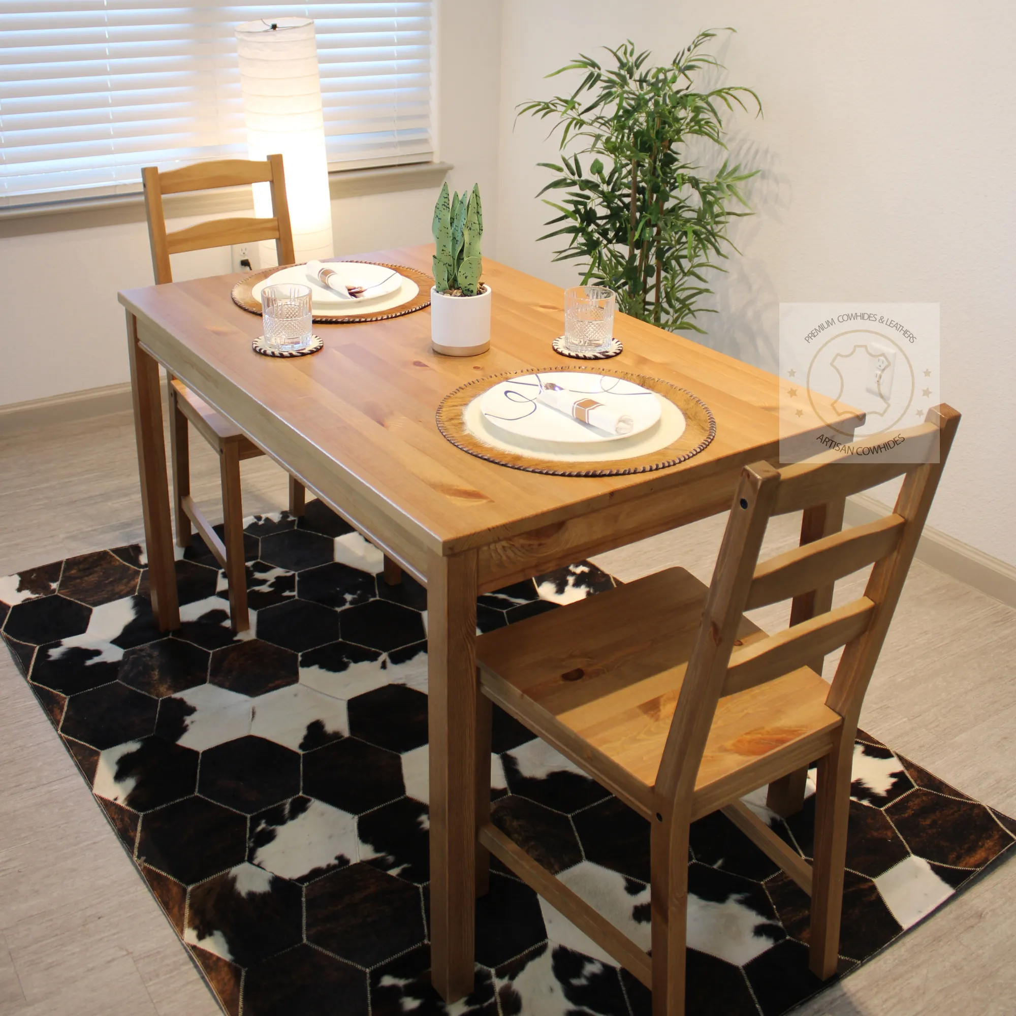 Cowhide Placemats - 16 inches diameter - Set of two, four, six mats