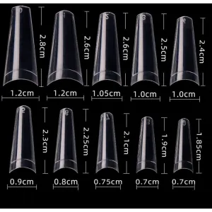 Cre8tion Nail Tips - #01 Coffin - Clear / Divider Box of 500 Pieces