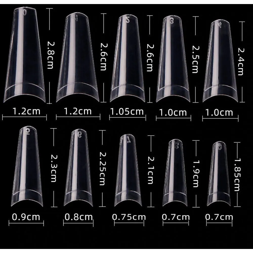 Cre8tion Nail Tips - #01 Coffin - Clear / Divider Box of 500 Pieces