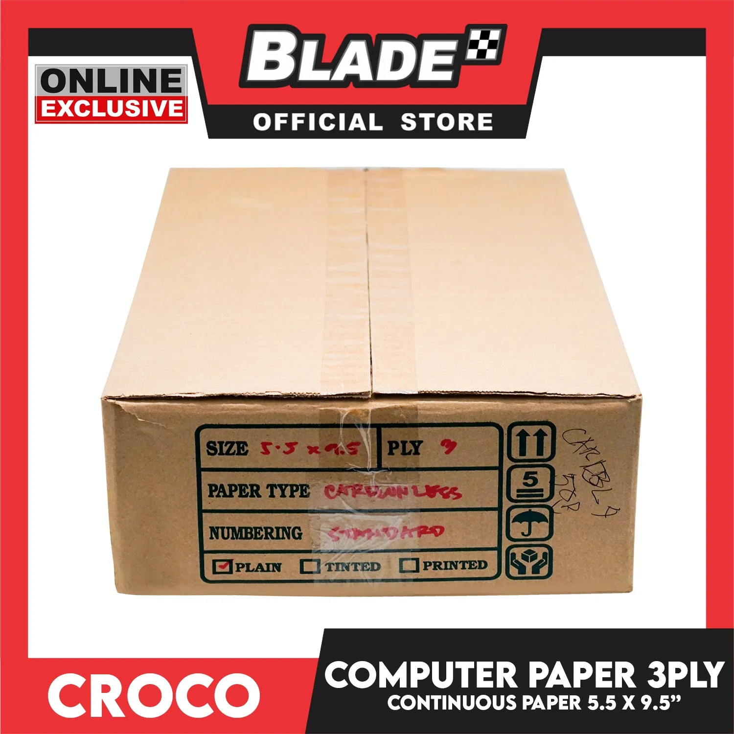Croco Computer Forms Standard 11x9 1/2'' 1Box (3Ply) Continuous Computer Paper Carbonless 500 Sheets