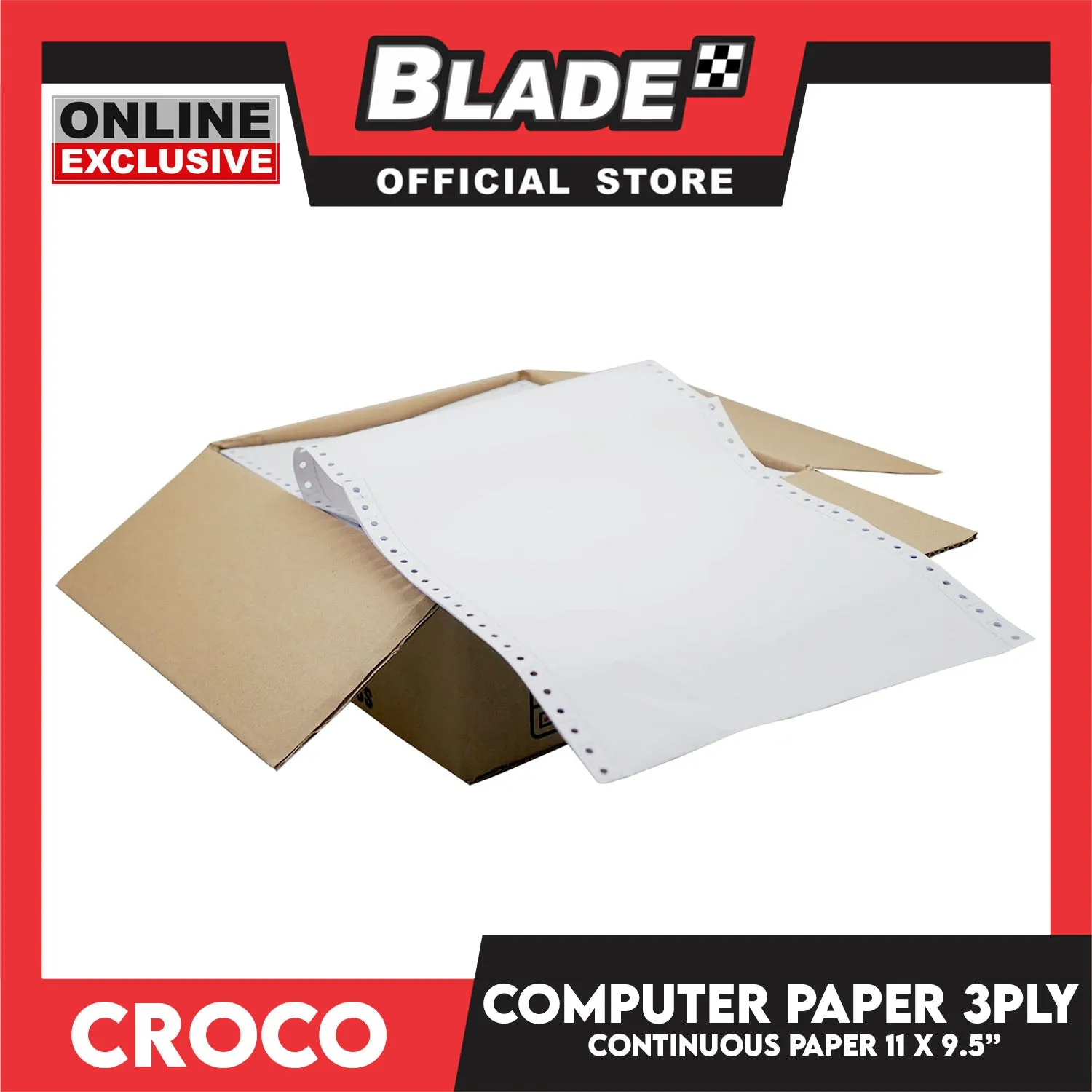 Croco Computer Forms Standard 11x9 1/2'' 1Box (3Ply) Continuous Computer Paper Carbonless 500 Sheets