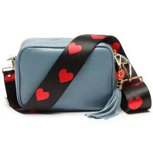 Crossbody Light Blue (Red Hearts Strap)