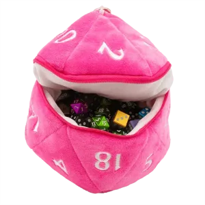 D20 Plush Dice Bag Hot Pink