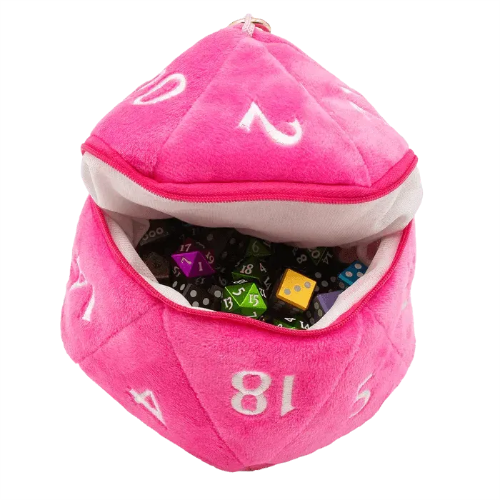 D20 Plush Dice Bag Hot Pink