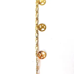 Dangling Peace Signs in Gold Chain by the Inch (#729)