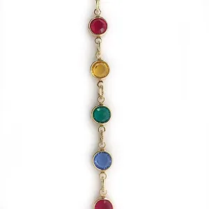 Dark Multi-Color Crystals in Gold Chain by the Inch (#976)