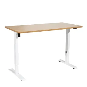 Dellonda Single Motor Height-Adjustable Electric Sit & Stand Desk with Oak Desktop & White Frame