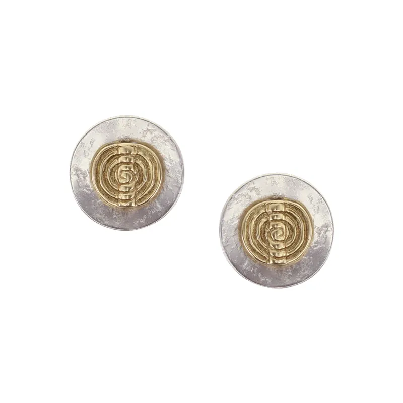 Disc with Spiral Patterned Bead Post or Clip Earring