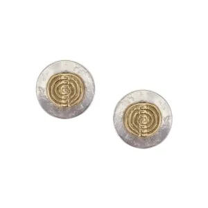 Disc with Spiral Patterned Bead Post or Clip Earring