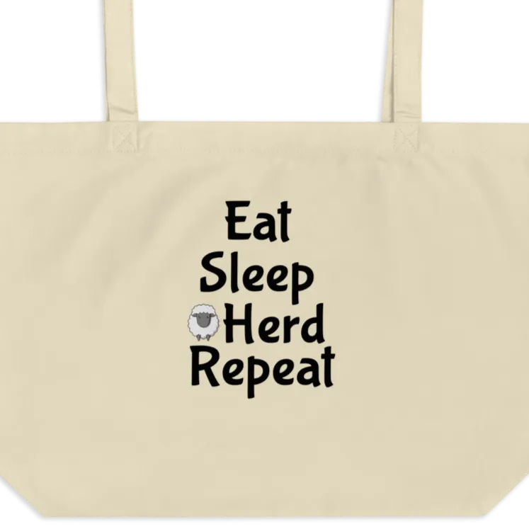Eat Sleep Sheep Herd Repeat X-Large Tote/Shopping Bag - Oyster