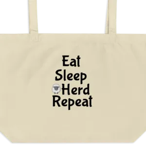Eat Sleep Sheep Herd Repeat X-Large Tote/Shopping Bag - Oyster