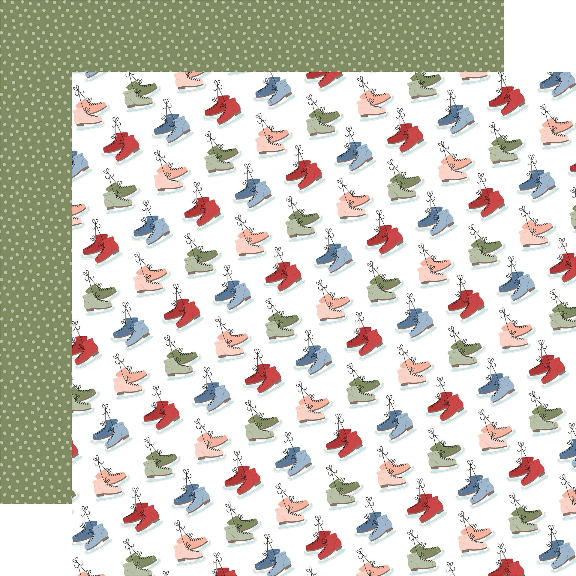 Echo Park - Chilling With My Snowmies - Snow Fun Skates 12x12 Patterned Paper