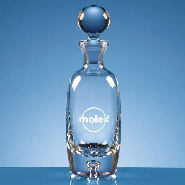 Engraved Tall Glass Bubble-Base Wine Decanter