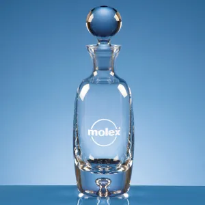 Engraved Tall Glass Bubble-Base Wine Decanter