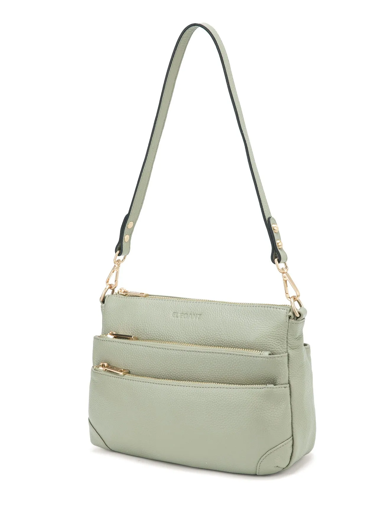 FAITH LEATHER CROSS BODY BAG- E1-0749-D-SAGE- SALE
