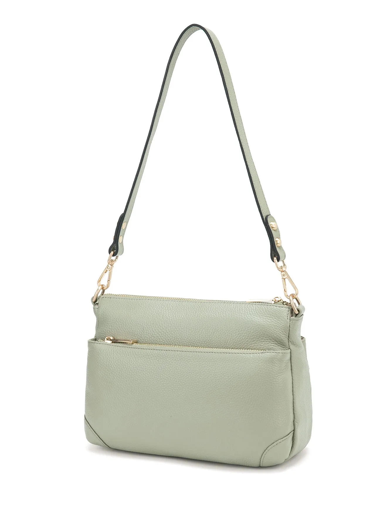 FAITH LEATHER CROSS BODY BAG- E1-0749-D-SAGE- SALE