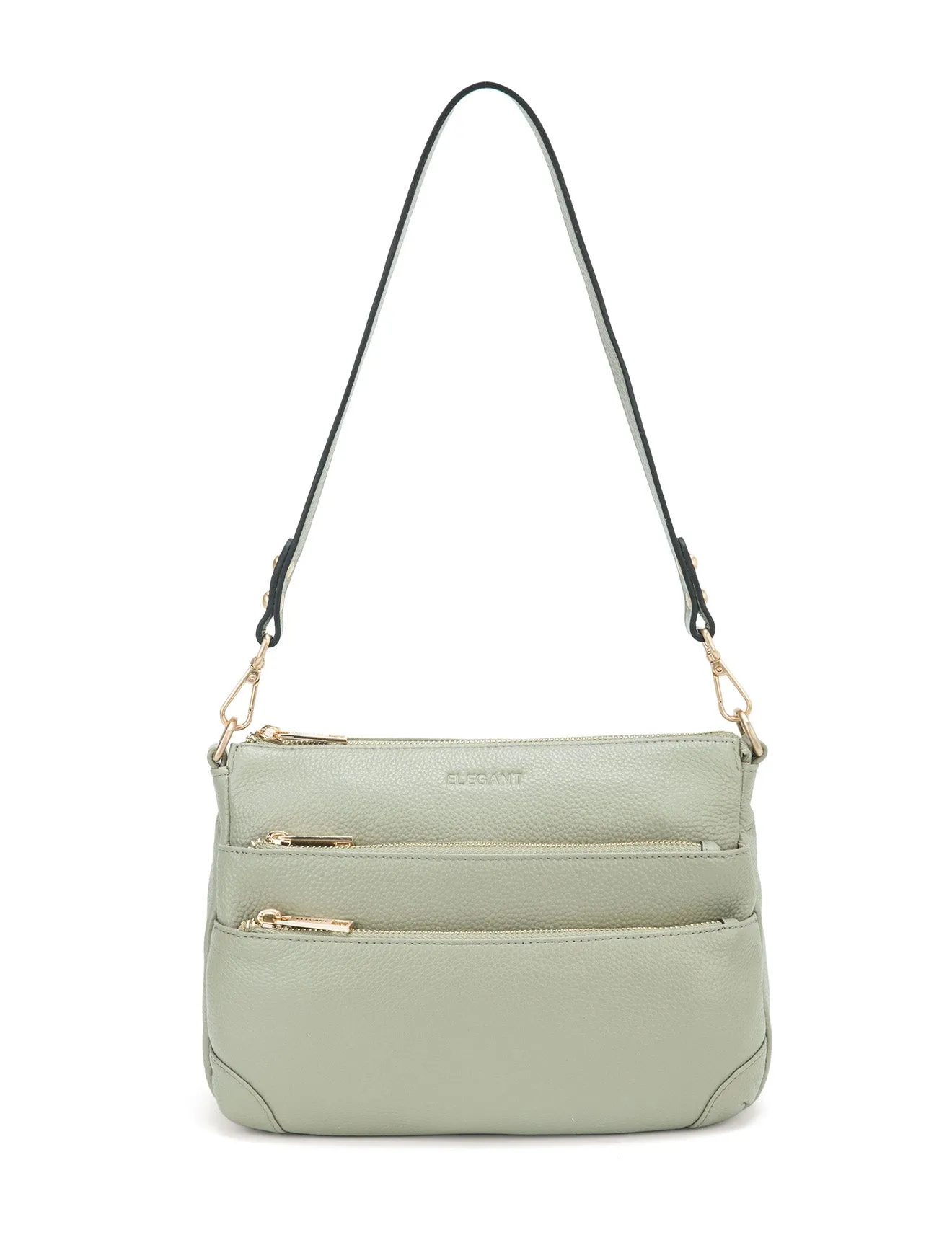 FAITH LEATHER CROSS BODY BAG- E1-0749-D-SAGE- SALE