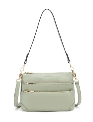 FAITH LEATHER CROSS BODY BAG- E1-0749-D-SAGE- SALE
