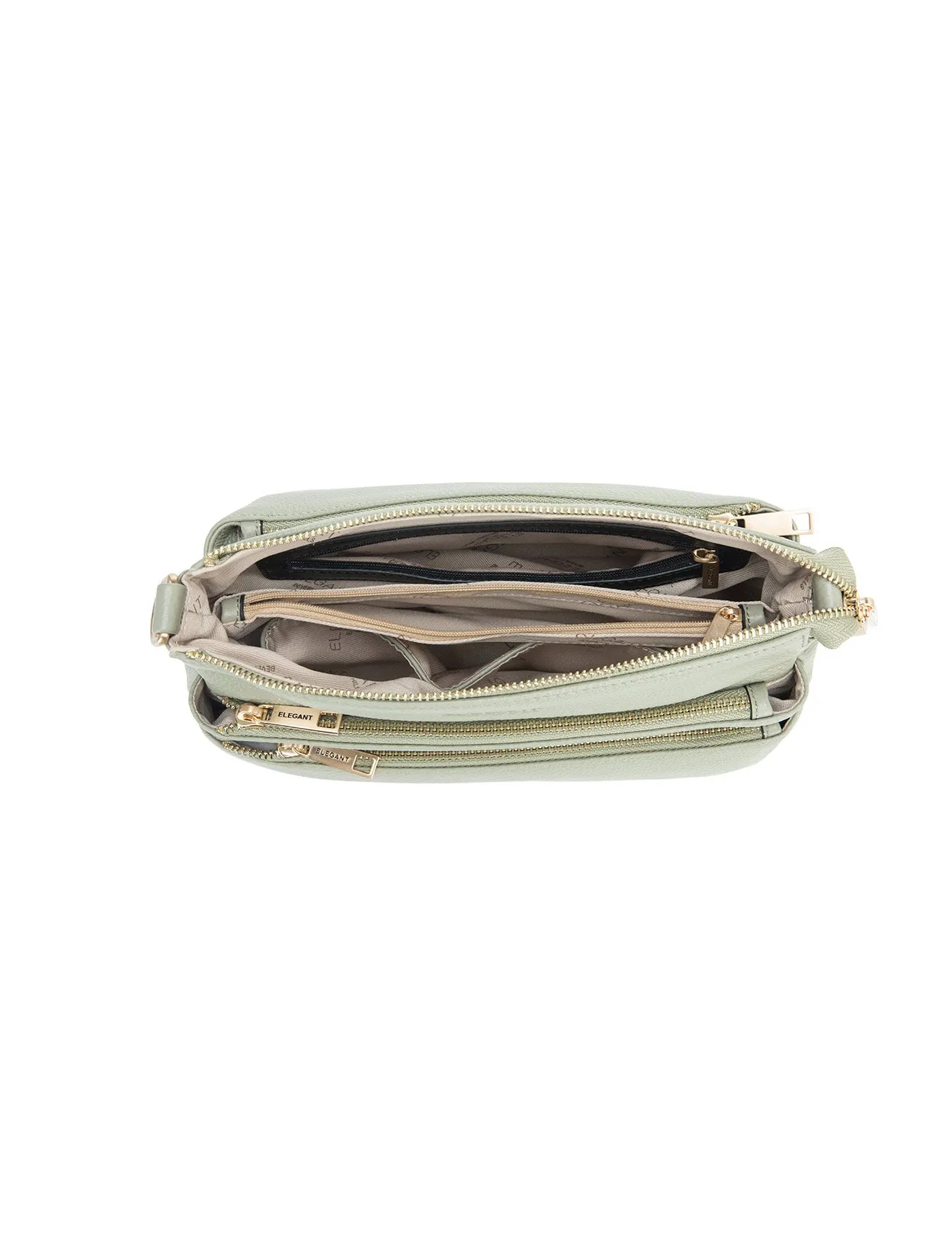 FAITH LEATHER CROSS BODY BAG- E1-0749-D-SAGE- SALE