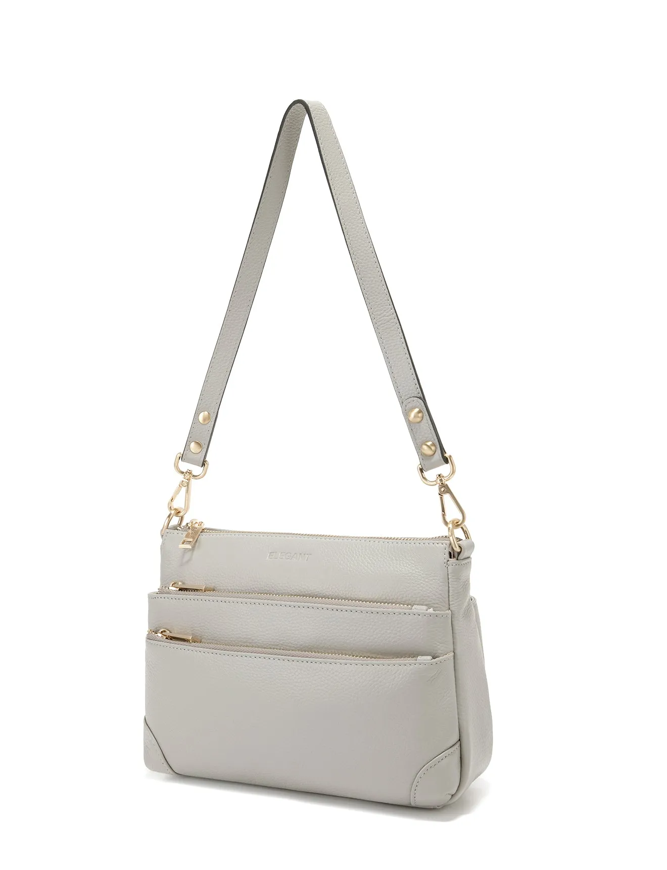 FAITH LEATHER CROSS BODY BAG- E1-0749-PEBBLE- SALE