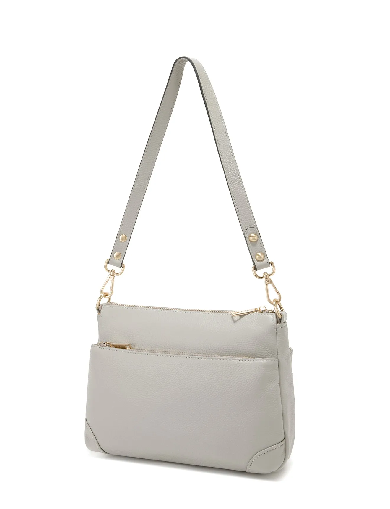 FAITH LEATHER CROSS BODY BAG- E1-0749-PEBBLE- SALE