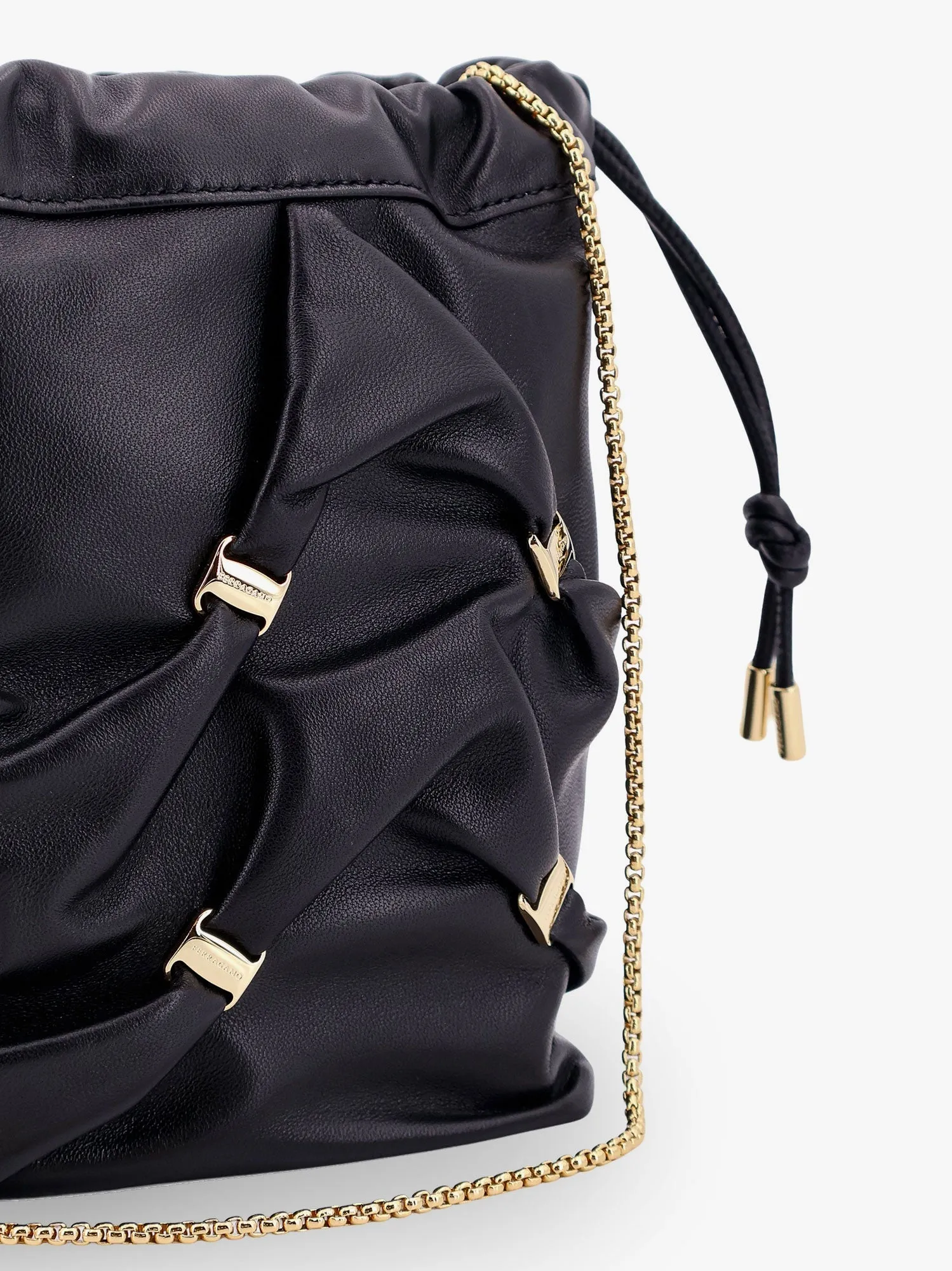 Ferragamo Leather Bucket Bag With Metal Details