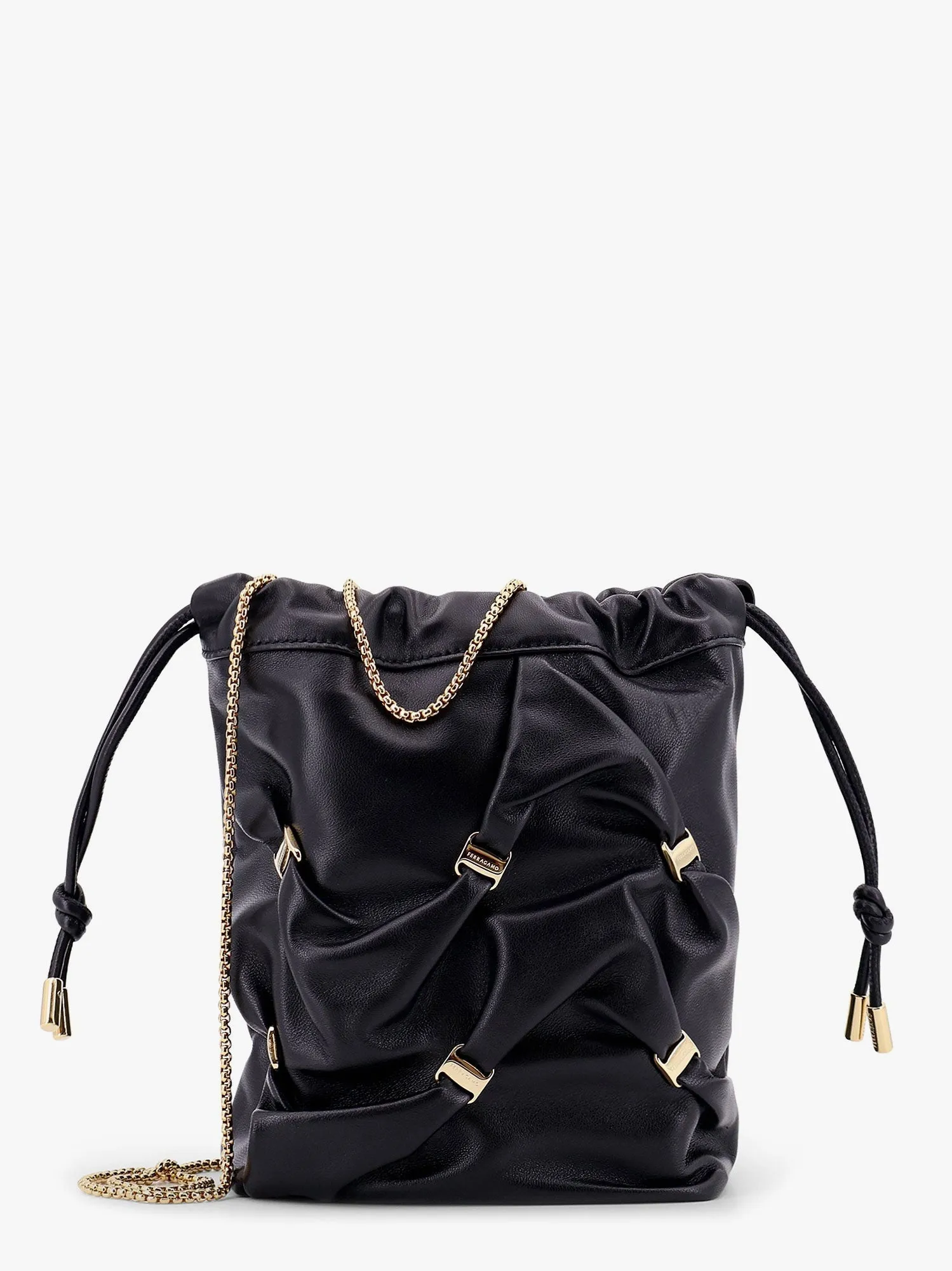 Ferragamo Leather Bucket Bag With Metal Details