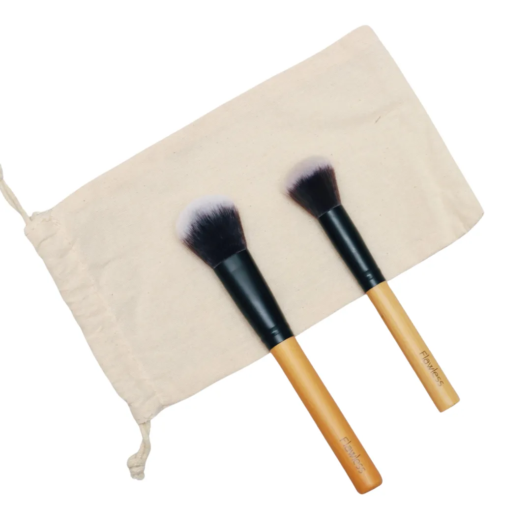 Flawless Bamboo Contour and Highlighter Makeup Brush Duo