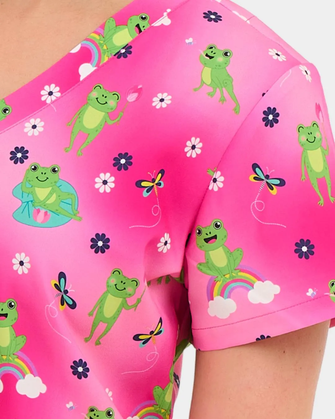 'Frog-Tastic' Women's Stretch Scrub Top - 1054