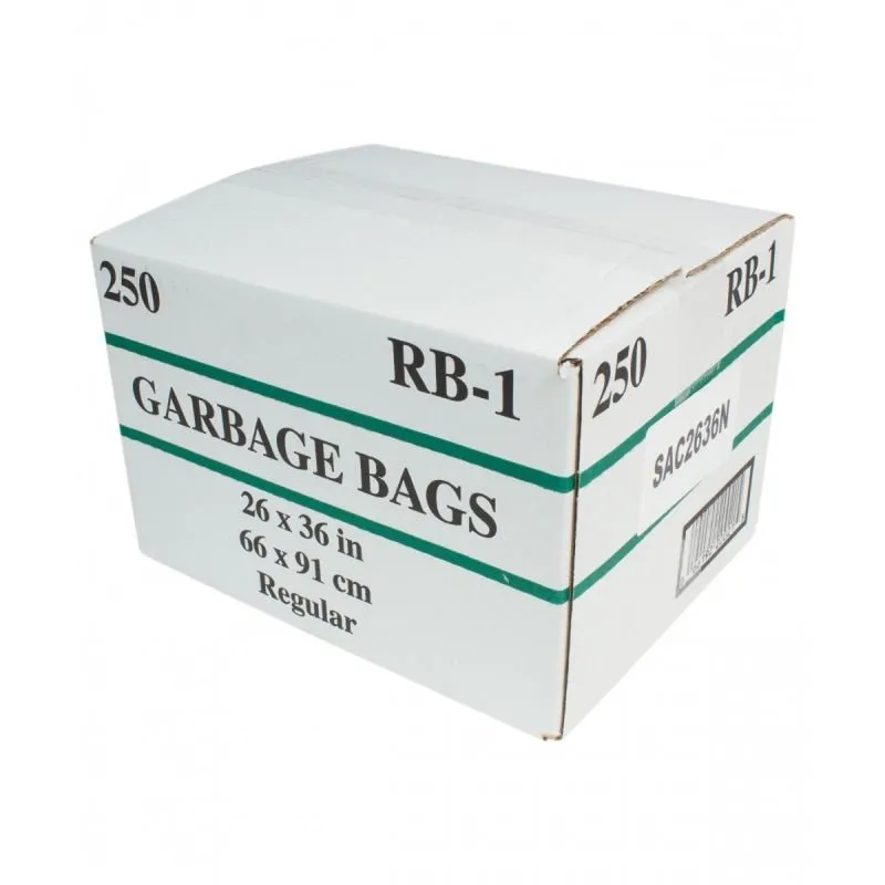 Garbage Trash Bags Regular 26" x 36" Black Box of 250