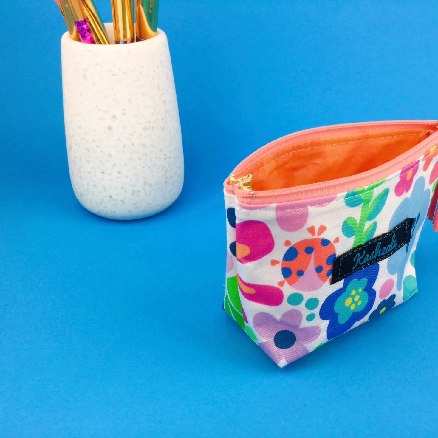 Garden Party Small Makeup Bag.  Kasey Rainbow Design.
