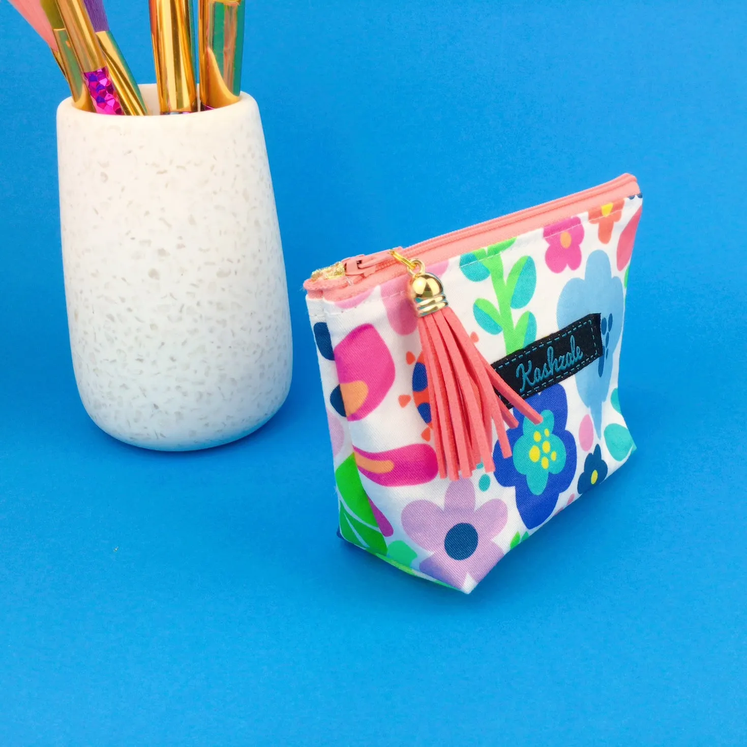 Garden Party Small Makeup Bag.  Kasey Rainbow Design.