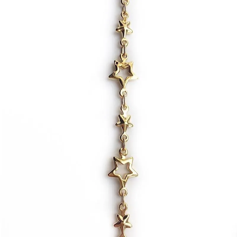 Gold Stars Link Chain by the Inch (#622)