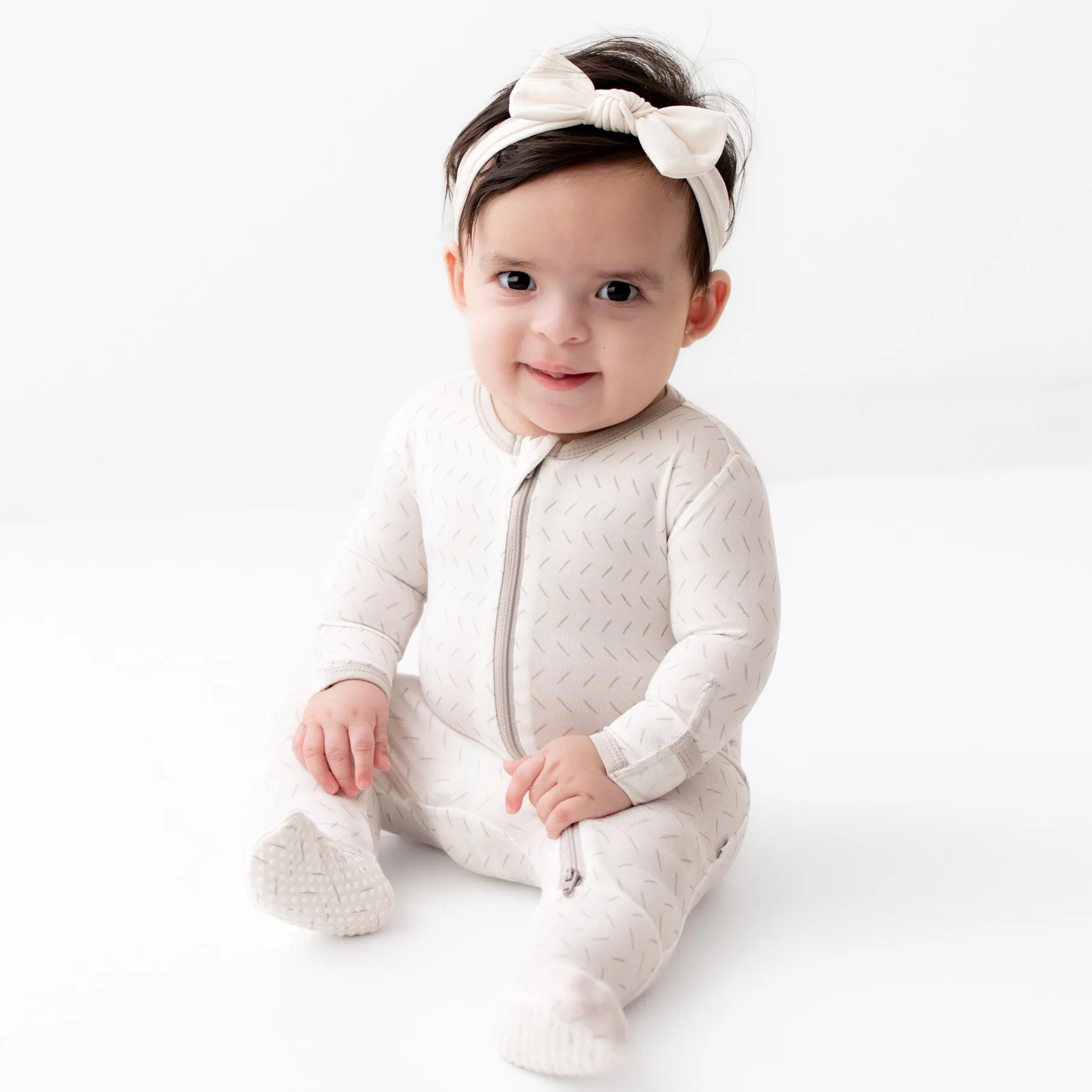 Gray Dash Zippered Footie