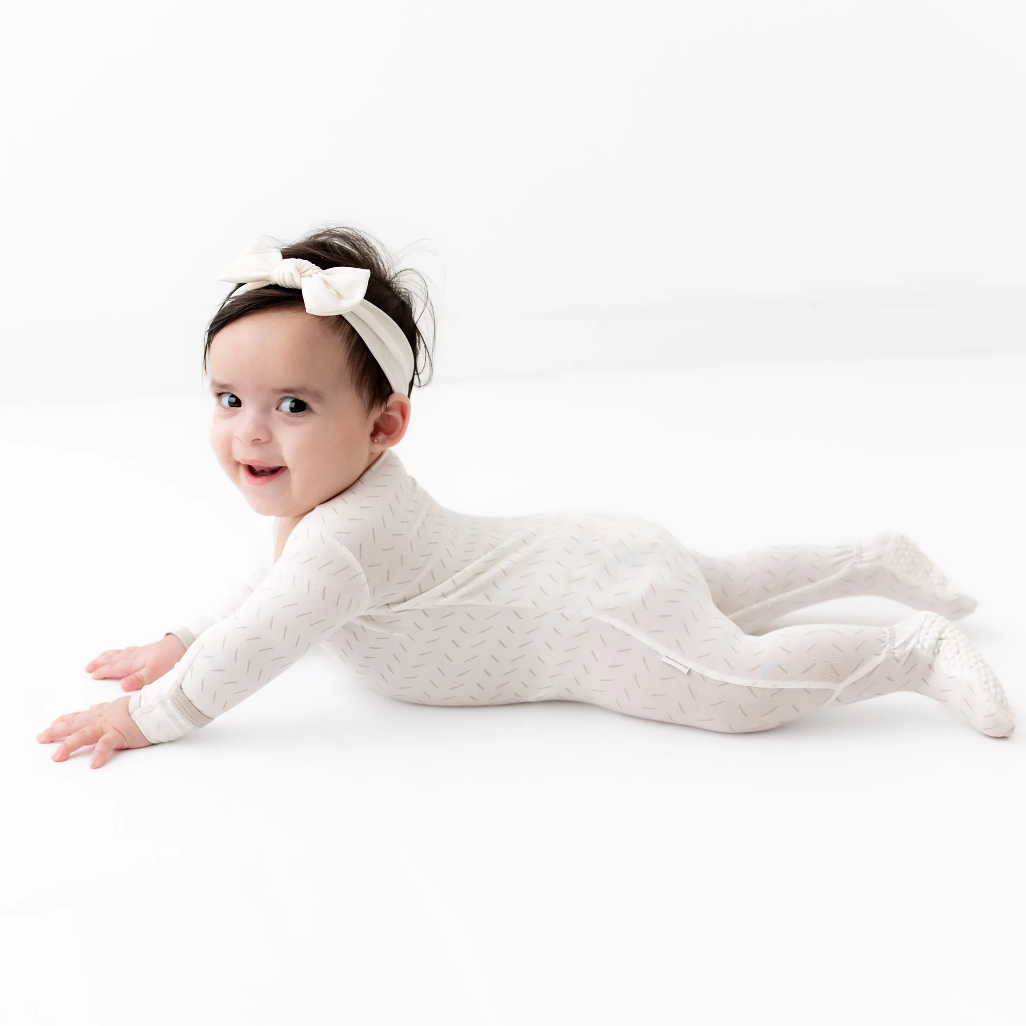 Gray Dash Zippered Footie