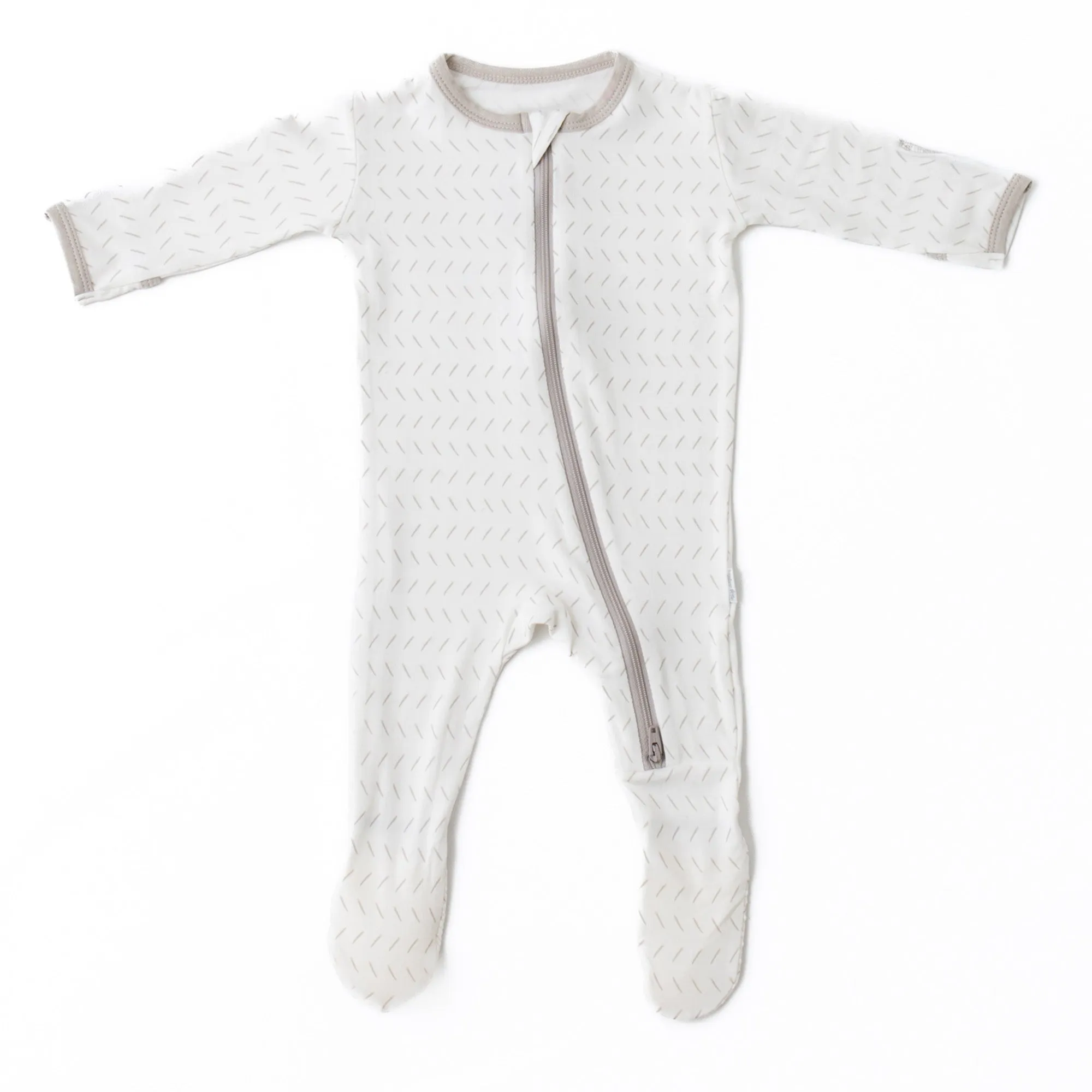 Gray Dash Zippered Footie
