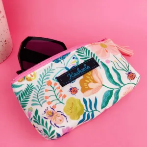 Green and Cream Sunglasses bag, glasses case.