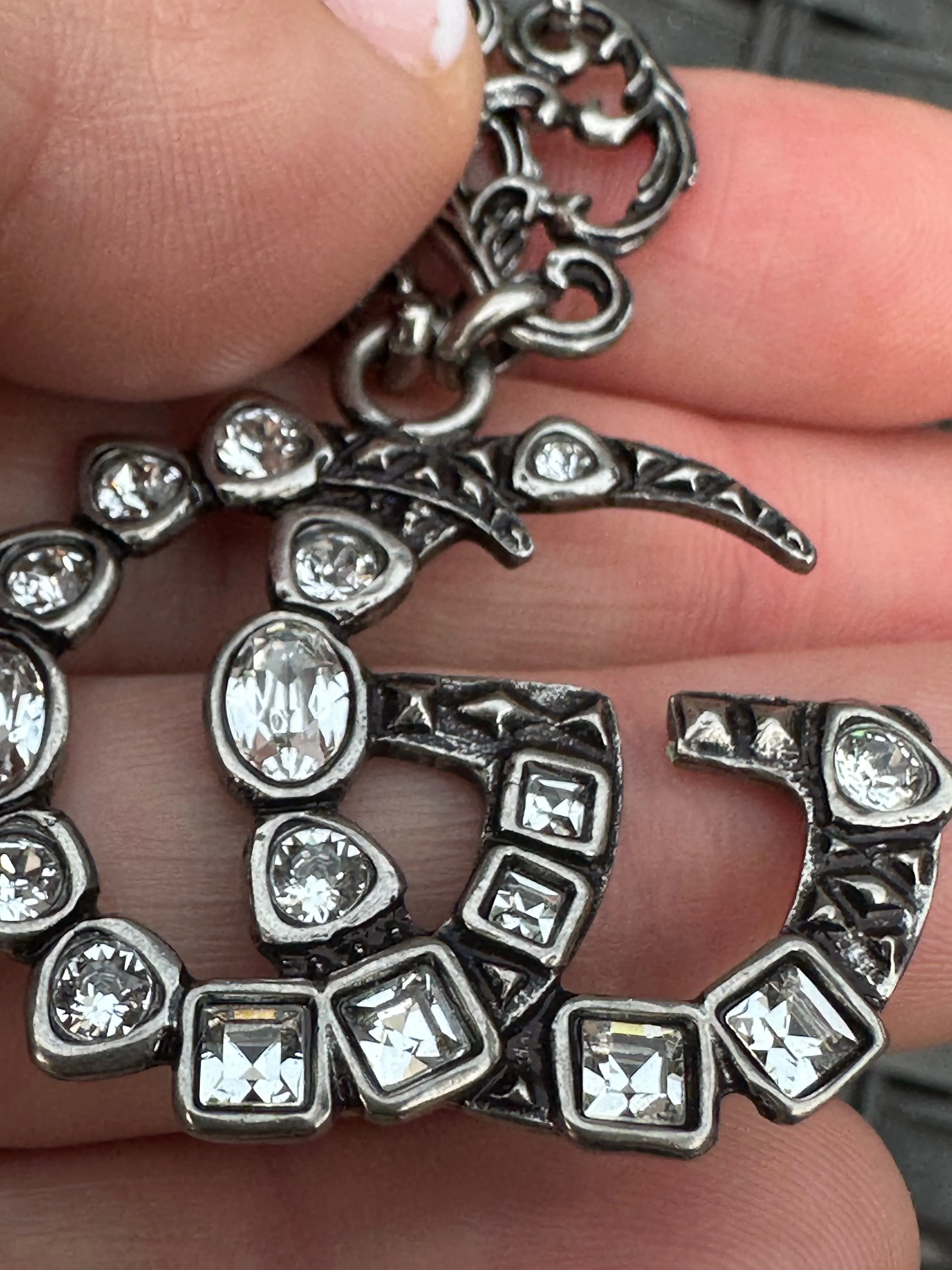 Gucci GG Marmont Crystal Necklace In Silver