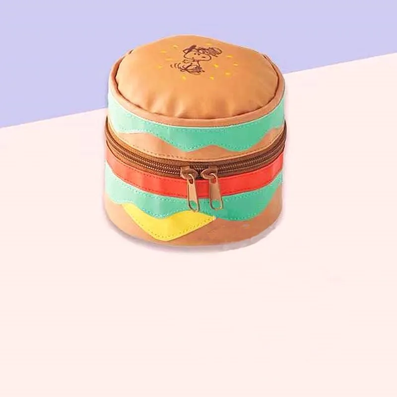 Hamburger Cartoon Bucket Bag: High-Capacity, Waterproof Cosmetic Storage
