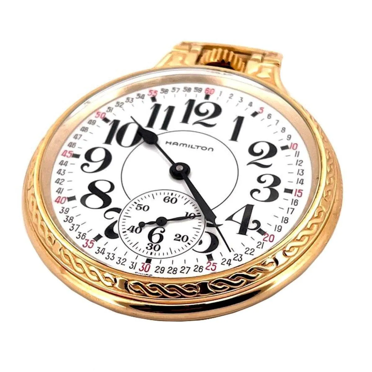 Hamilton Lancaster pocket watch 51mm White Charge Manual Steel Finish Pvd Gold Yellow 613212