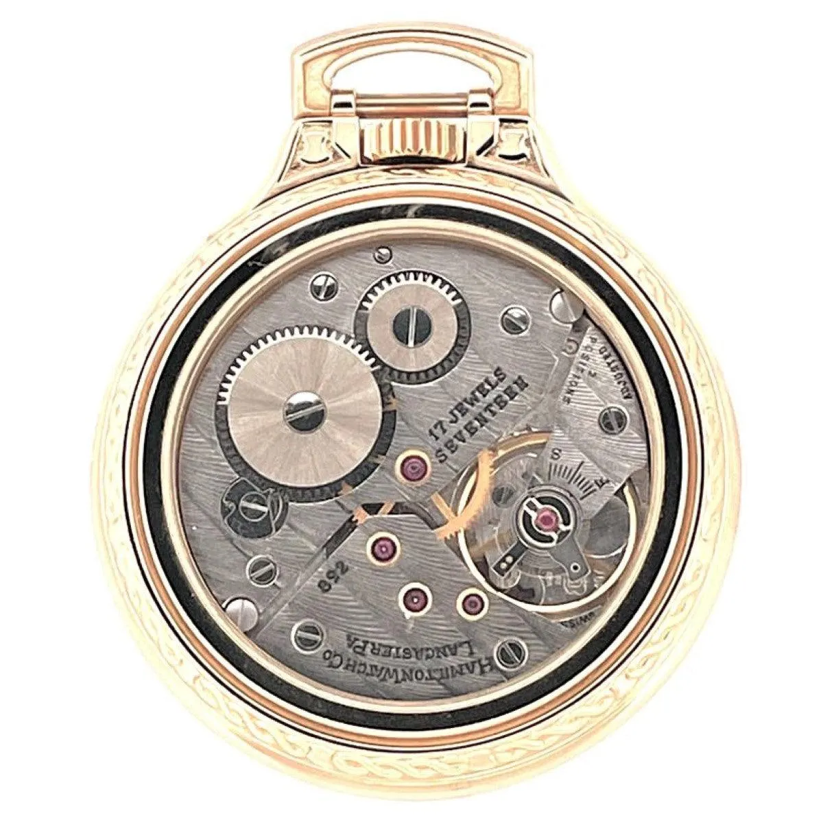 Hamilton Lancaster pocket watch 51mm White Charge Manual Steel Finish Pvd Gold Yellow 613212