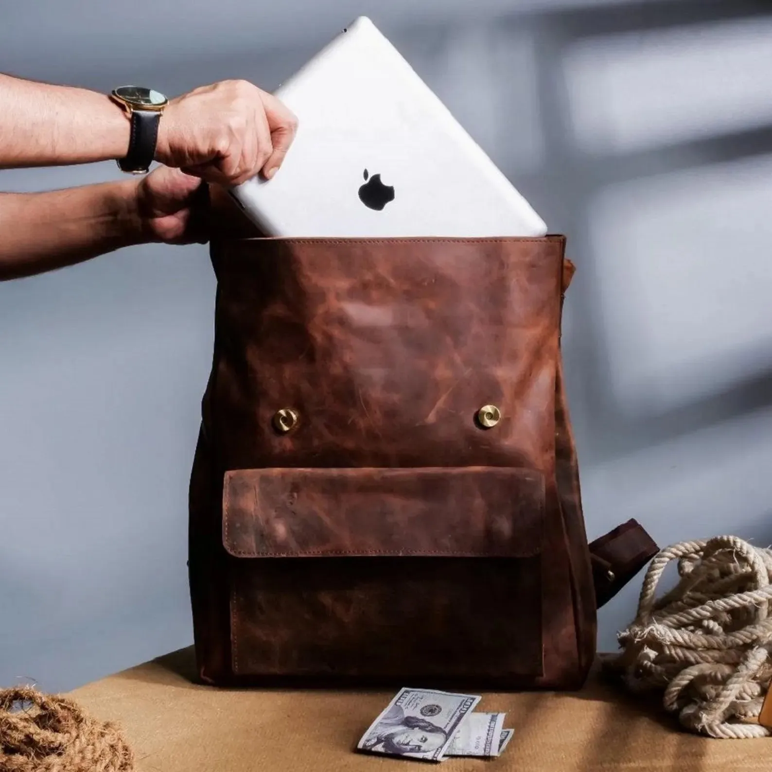 Handmade Cowhide Leather Backpack
