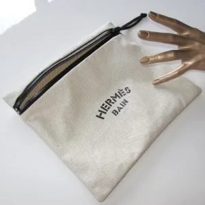 Hermes Bain Waterproof Zip Swimwuit/Cosmetic Bag Pochette New!