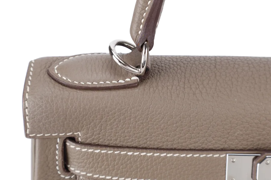 HERMES KELLY 28 RETOURNE ETOUPE TOGO SILVER HARDWARE STAMP X (2016) AMAZON STRAPS WITH LOCK, KEYS AND DUST COVER