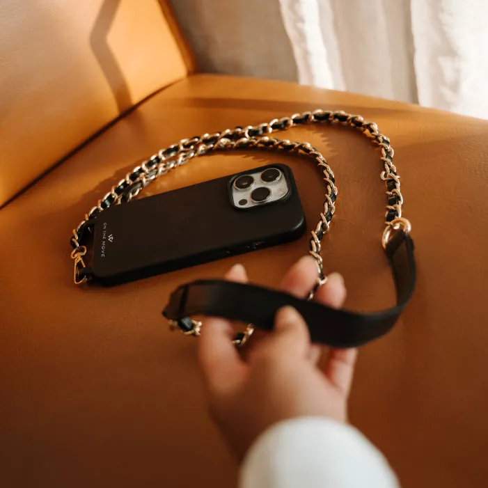 Iconic Black Vegan Leather Chain Strap