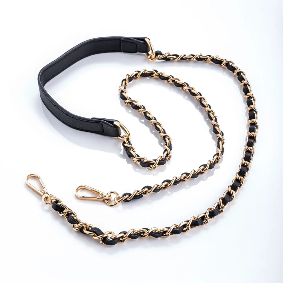 Iconic Black Vegan Leather Chain Strap