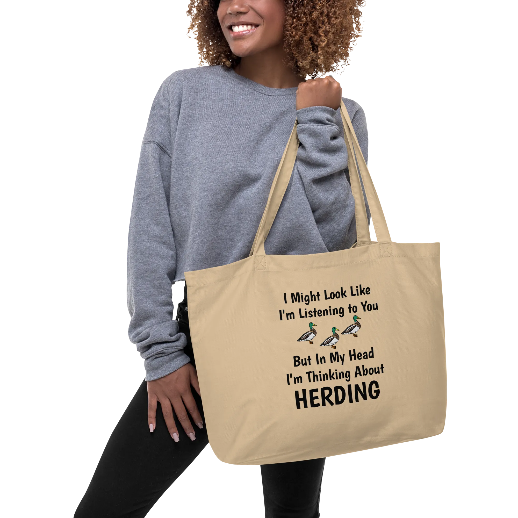 I'm Thinking About Duck Herding X-Large Tote/Shopping Bag