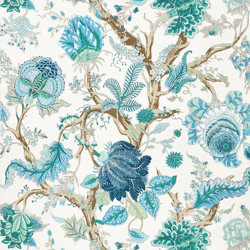 Indian Arbre - Peacock & Emerald Fabric