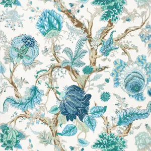 Indian Arbre - Peacock & Emerald Fabric